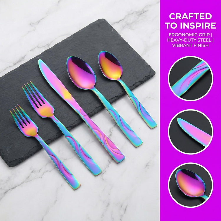 30 Piece Rainbow Silverware Set for 6 (30 Count)
