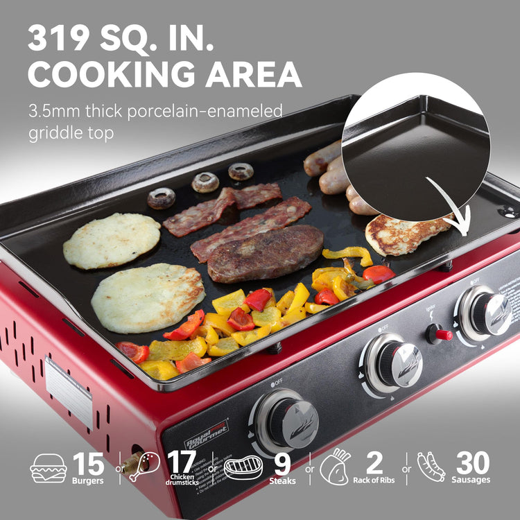PD1301R 3 Burner Tabletop Propane Gas Griddle with Cover