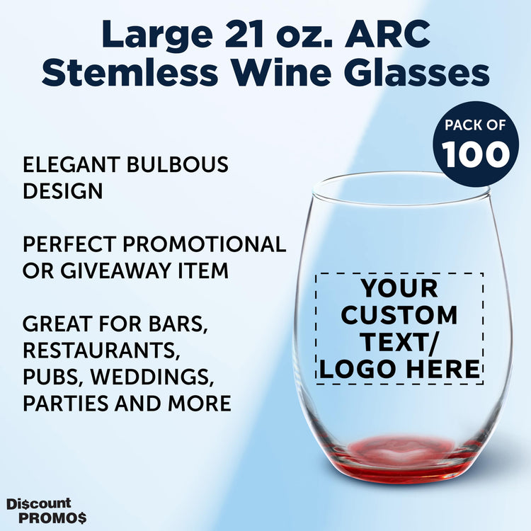 100 ARC Stemless Wine Glasses Set (100 Count)