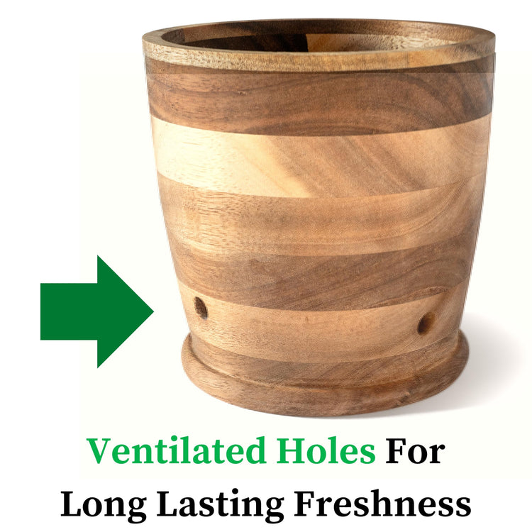The Always Fresh Acacia Garlic Keeper For Counter With Lid