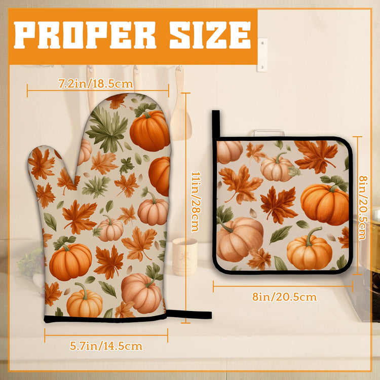 Fall Pumpkin Oven Mitts and Pot Holders (4 Count)