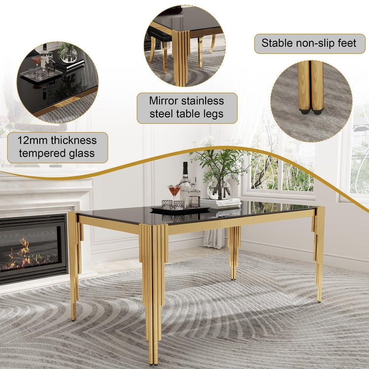 63'' Modern Glass Dining Table for 4