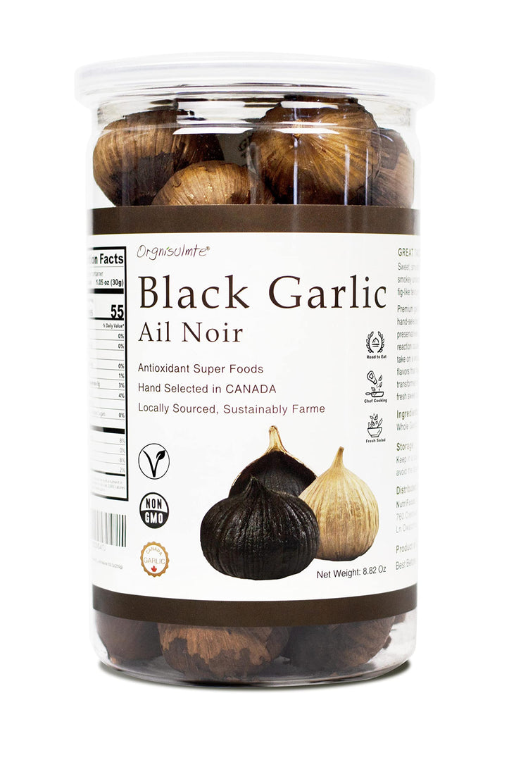 Black Garlic Made in Canada Whole Black Garlic Bulbs Fermented for 90 Days (8.82 Ounce)