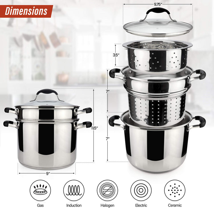 7 Quart 18 10 Stainless Steel 4 Piece Pasta Pot Set