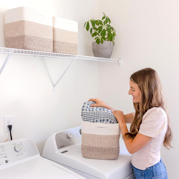 Storage Cubes 11 Inch Cotton Rope Woven Baskets for Organizing (3 Count)
