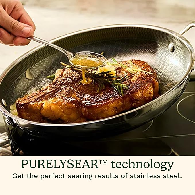 Cuisinart FusionPlus Hybrid Nonstick Stainless Steel Cookware Set, 2-Piece Skillet Cooking Set with PFAS-Free PURELYSEAR Ceramic Non Stick Technology, Scratch Proof, Cool Grip Handles, Dishwasher Safe