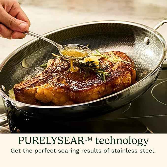 Cuisinart FusionPlus Hybrid Nonstick Stainless Steel Cookware, 5-Quart Sauté Pan with Cover and Helper, PFAS-Free PURELYSEAR Ceramic Technology, Scratch Proof, Cool Grip Handles, Dishwasher Safe