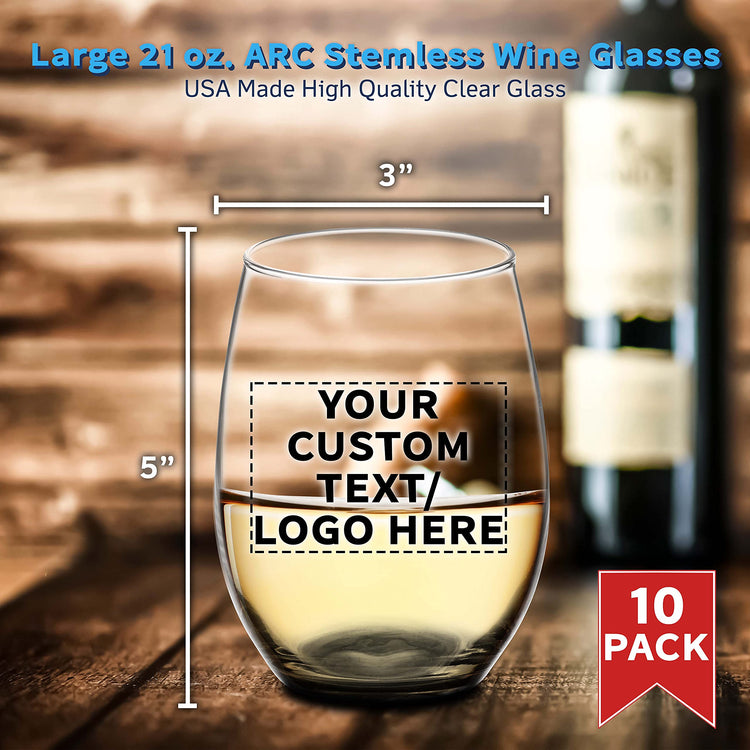 10 ARC Stemless Wine Glasses Set (10 Count)