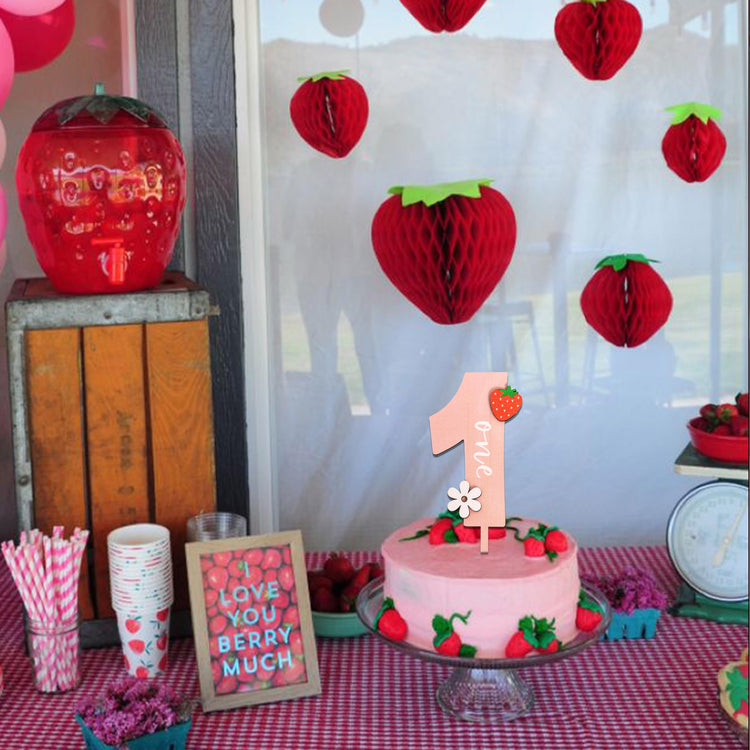 Strawberry One Cake Topper