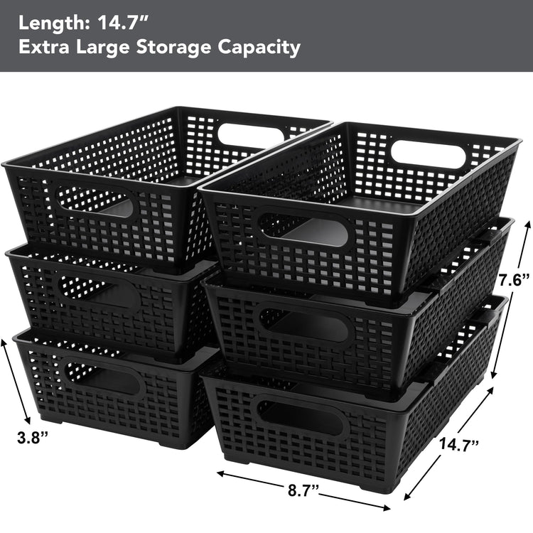 Stackable Woven Plastic Basket (6 Count)