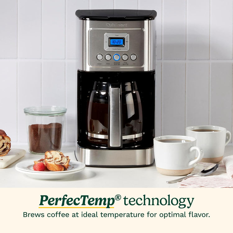 Cuisinart 14-Cup Coffee Maker, Programmable PerfecTemp Glass Carafe Coffee Machine with 1-4 Cup Setting, Brew Strength Control and Brew Pause, Stainless Steel, DCC-3200NAS