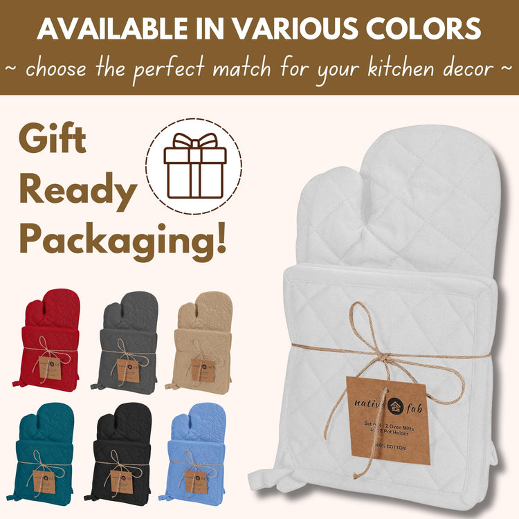 4 Piece Set 2 Oven Mitts & 2 Potholders (4 Count)
