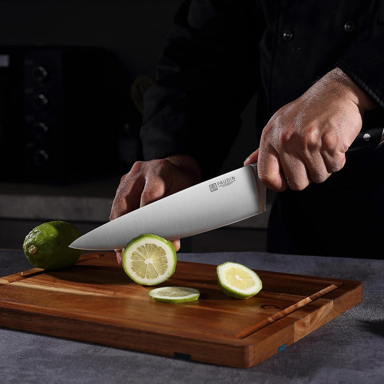 PAUDIN 8-Inch Chef's Knife – Ultra-Sharp High Carbon Stainless Steel Blade, Ergonomic Handle, Professional Quality Kitchen Knife in Gift Box for Home & Restaurant Use