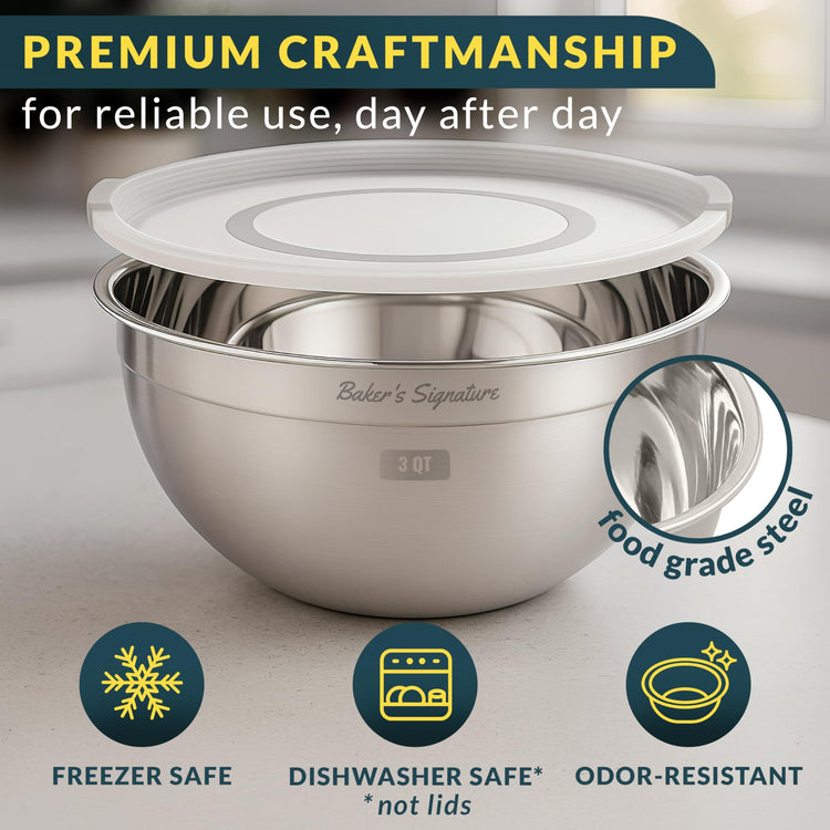 Stainless Steel Mixing Bowls with Lids Set of 5 (5 Count)
