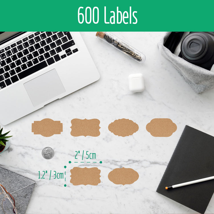600 PCS Kraft Paper Stickers
