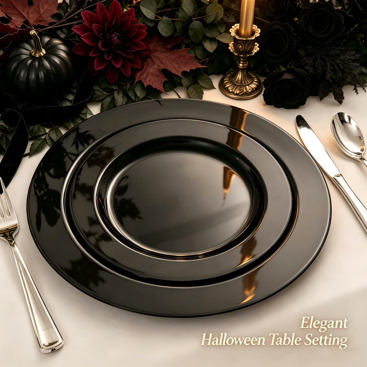 60PCS Black Plastic Plates (60 Count)