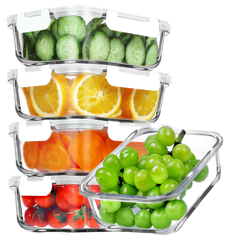 5 PACK 36 OZ Glass Meal Prep Containers Set with Lids (5 Count)