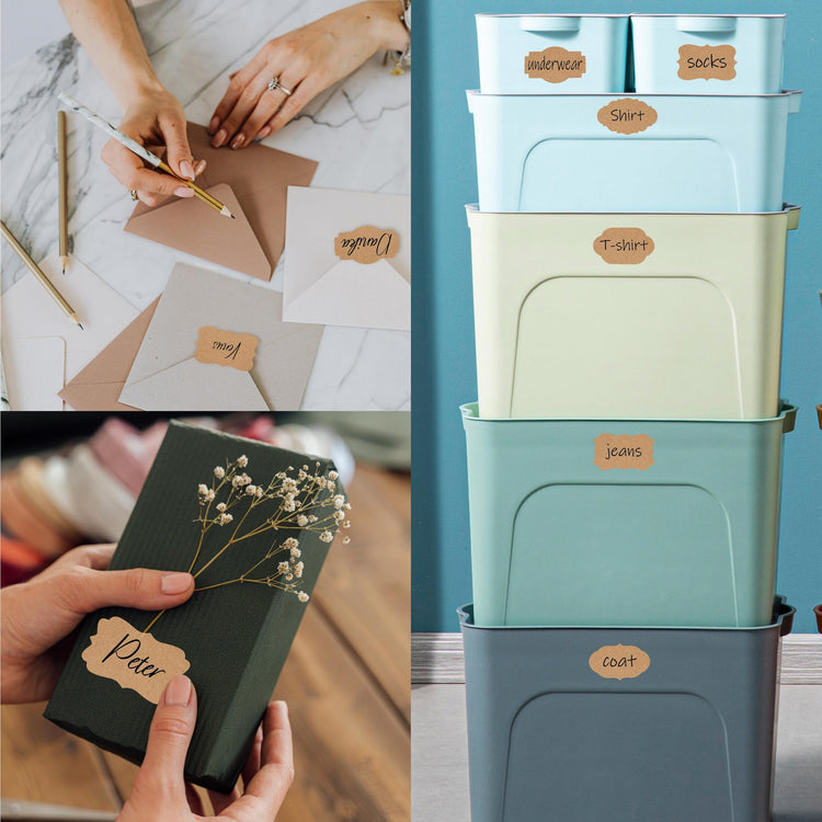 600 PCS Kraft Paper Stickers