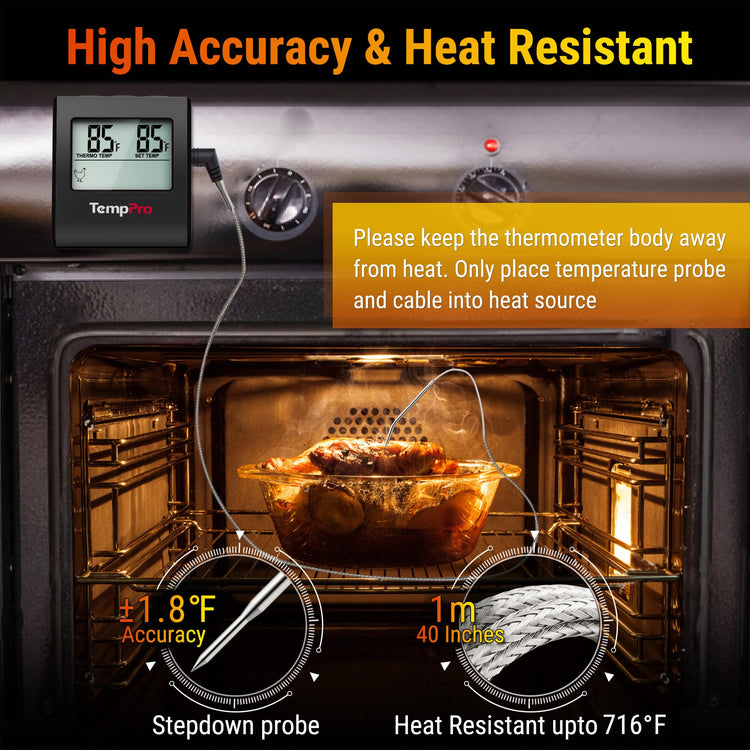 TempTrack Large LCD Digital Meat Thermometer for Cooking
