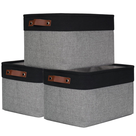 Storage Bins Large Fabric Storage Baskets for Shelves 3 Pack (3 Count)