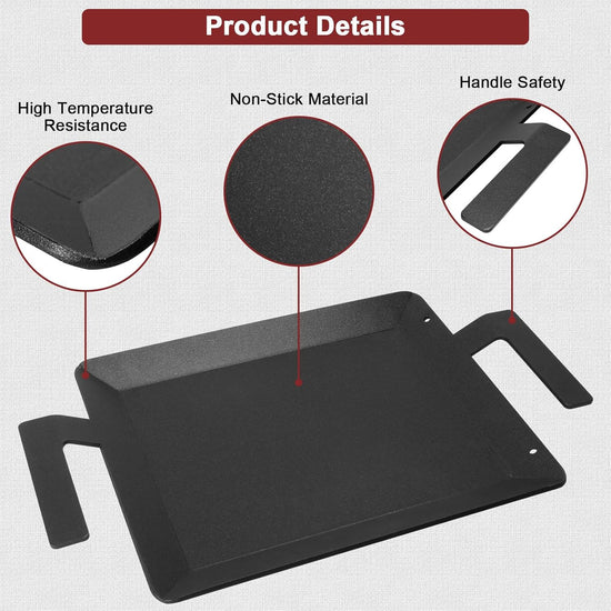 Carbon Steel Griddle - Professional Cookware Griddle Pan for Induction, Stove Top, Gas Grill, Cooktop, Electric and more, 17" x 10" NonStick Flat Top Griddle Plate Skillet, Indoor/Outdoor Use - Nestoria