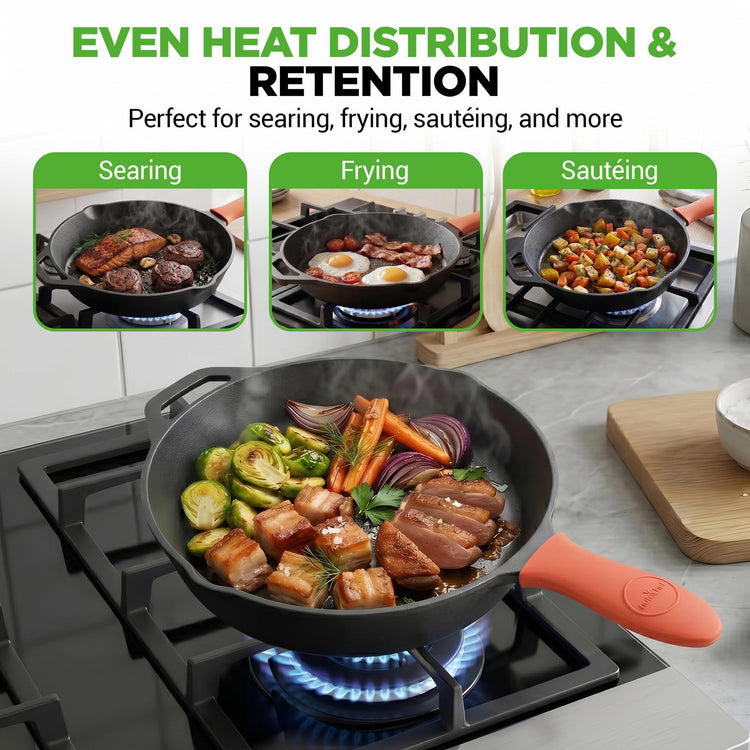 10 Inch Cast Iron Skillet with Lid