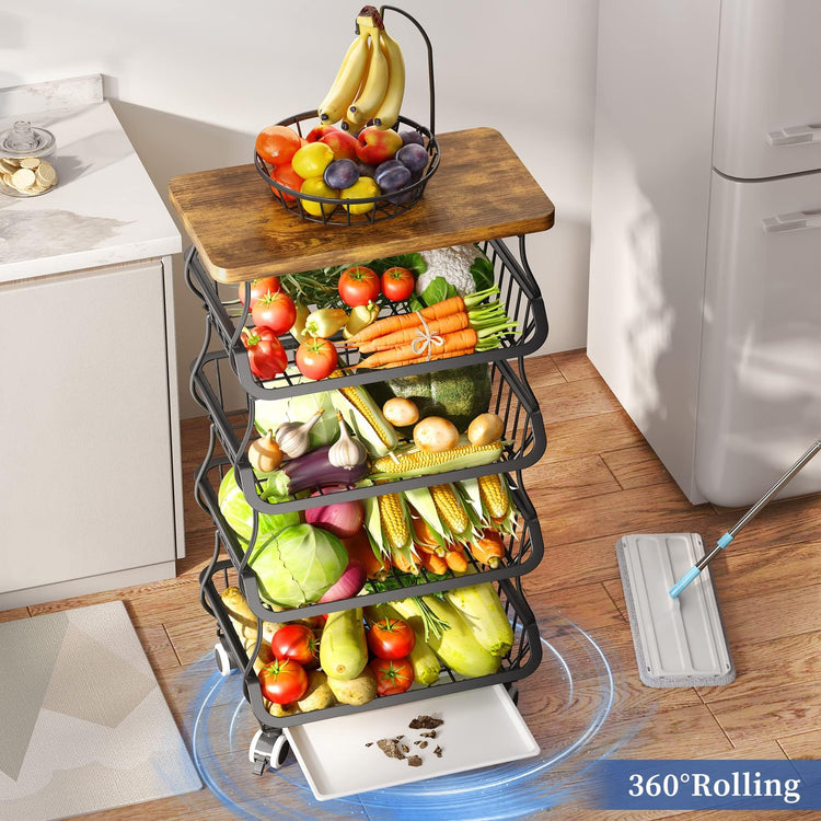 5 Tier Fruit and Vegetable Basket Stand for Kitchen