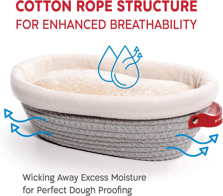 Cotton Rope Banneton Bread Proofing Basket Set, Oval & Round Bread Baskets with Liners & Covers for Artisan Bread Baking, Sourdough Bread Baking Supplies
