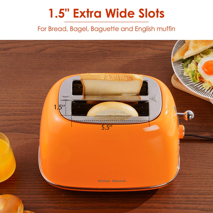 2 Slice Toaster Retro Stainless Steel with Bagel