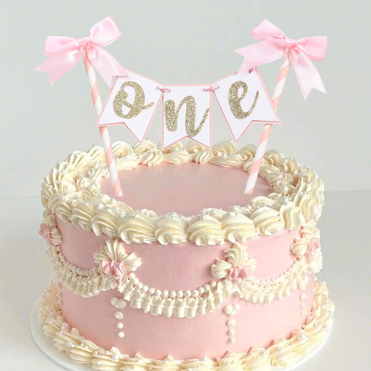 Pink Bow Ribbon Cake Topper