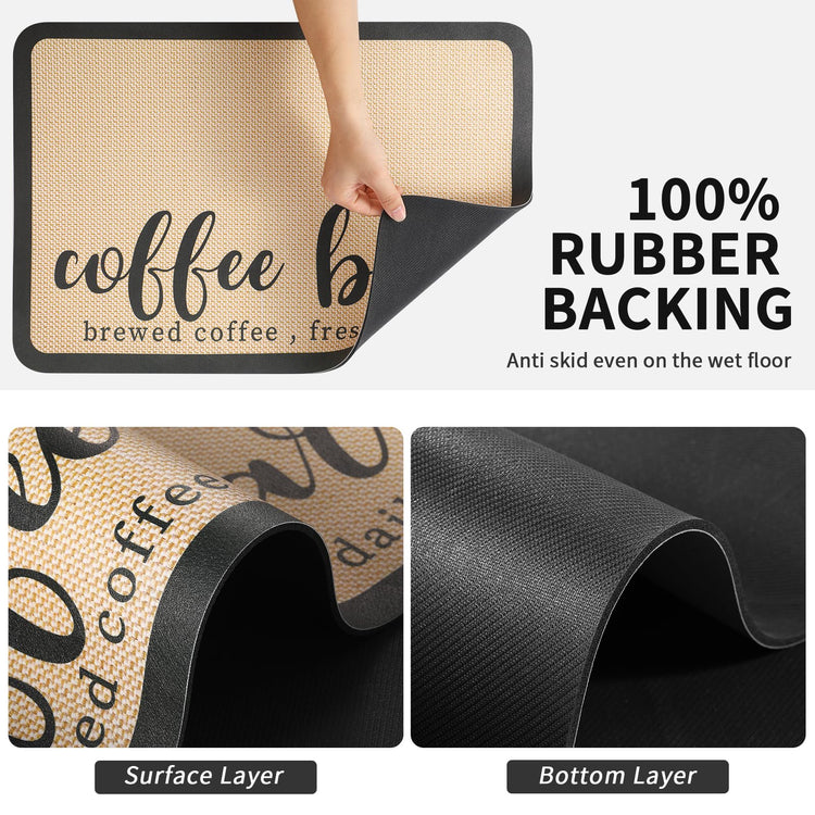 Coffee Mat Absorbent Hide Stain Rubber Backed Dish Drying Mat for Kitchen Counter