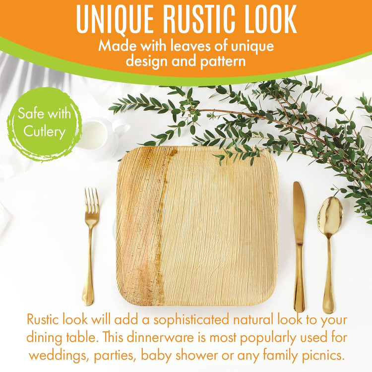 Raj Palm Leaf Bulk Plates like Bamboo plates Disposable, Decorative Compostable Tableware for wedding, Lunch, Dinner, Birthday, Camping, Outdoor (6" 400 | 5 Cases I 2000 Pack))