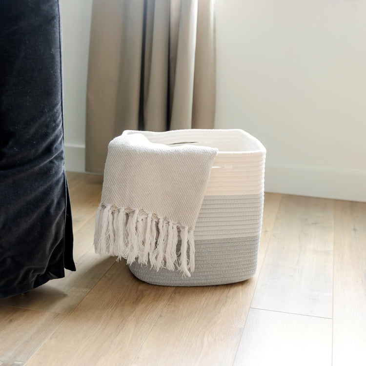 13 Inch Cube Storage Bins Cotton Rope Woven Baskets for Organizing 3 (3 Count)