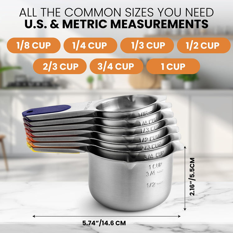 7 Magnetic Stainless Steel Measuring Cups Set (7 Count)