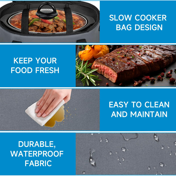 Double Layer Slow Cooker Travel Bag Compatible with 6