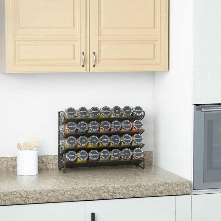 Spice Rack Organizer with 28 Spice Jars