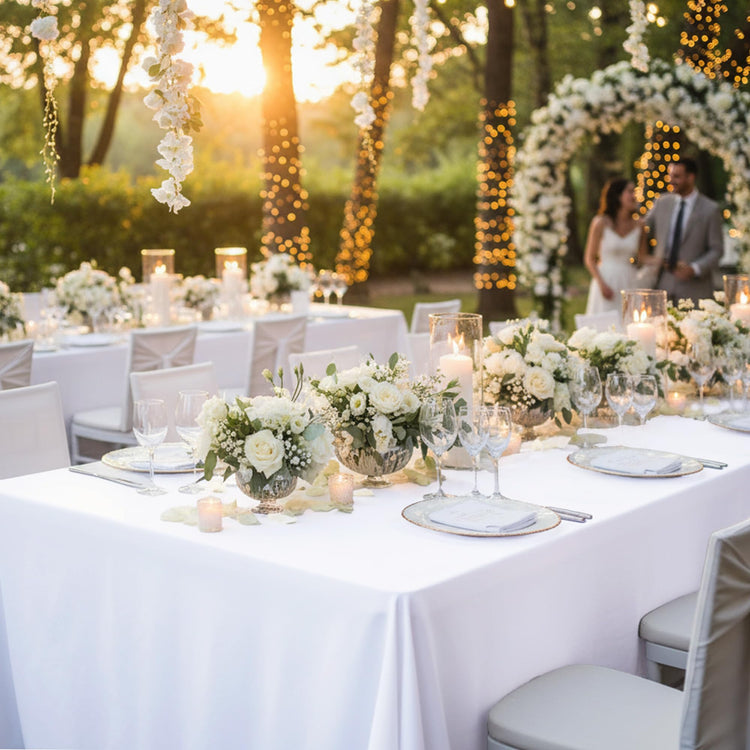 10 Pack White Tablecloths for Rectangle Tables