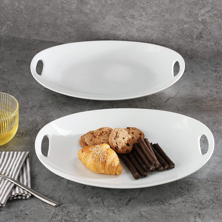 Porcelain Serving Platter with Handles (2 Count)