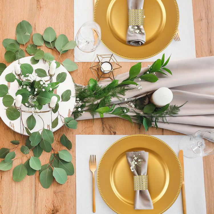 200 Pcs Gold Charger Plates Set Includes 100 Gold Chargers 100 Napkin Rings (200 Count)
