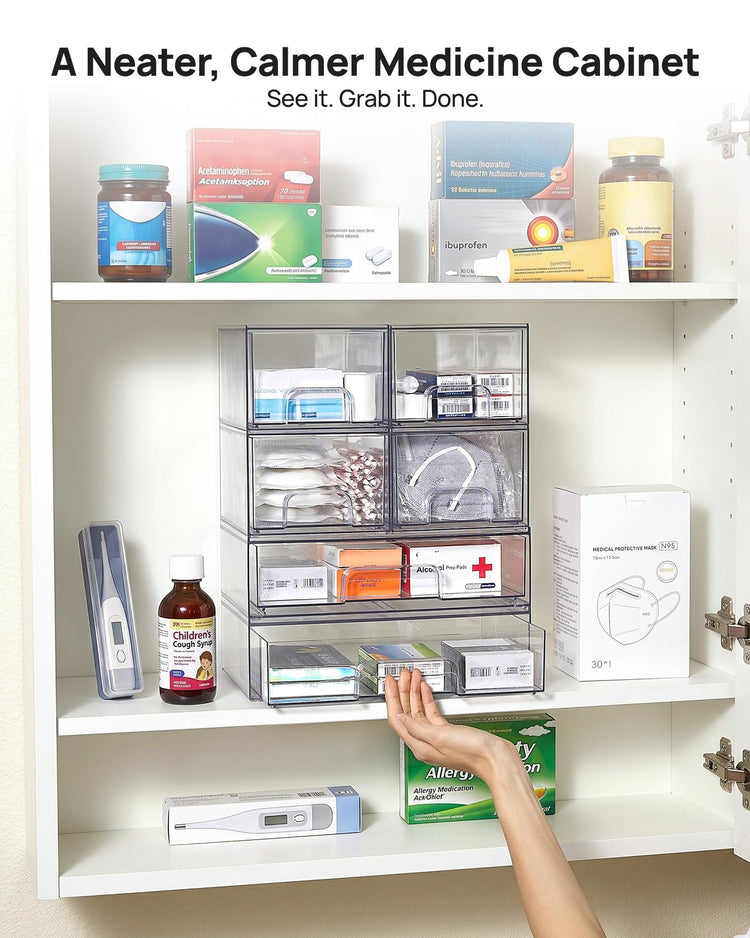 Clear Stackable Storage Drawers Set of 6 (6 Count)