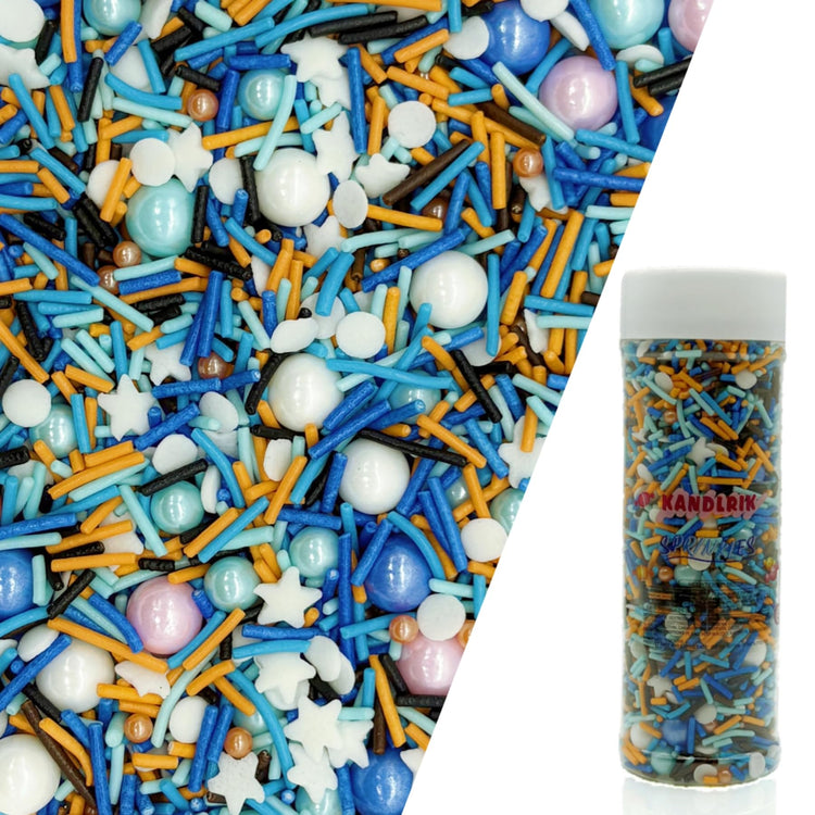Blue & Orange & White Sprinkles Candy Mix Size Edible Pearls Cake Decorations Cupcake Toppers Cookie Decorating Perfect for Wedding Party Valentine Halloween Christmas Supplies 4.58OZ (4.58 Ounce)