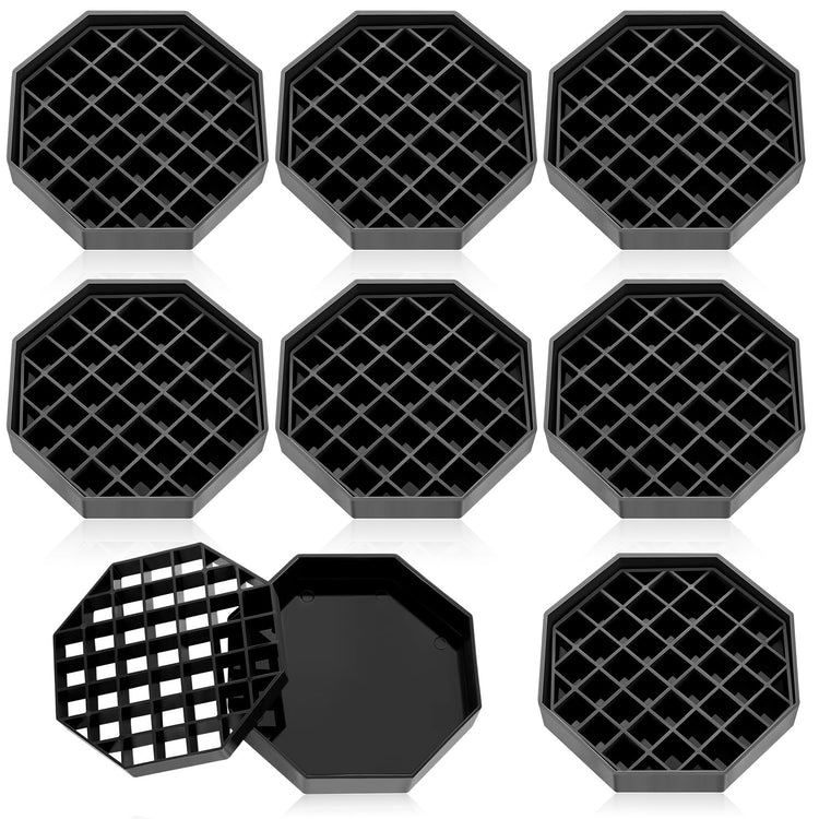 8 Pcs 6 Inch Coffee Drip Tray Black Plastic Octagon Coffee Countertop Drip Coaster with Honeycomb Grid for Drink Tea Wine Beverage Dispenser (8 Count)