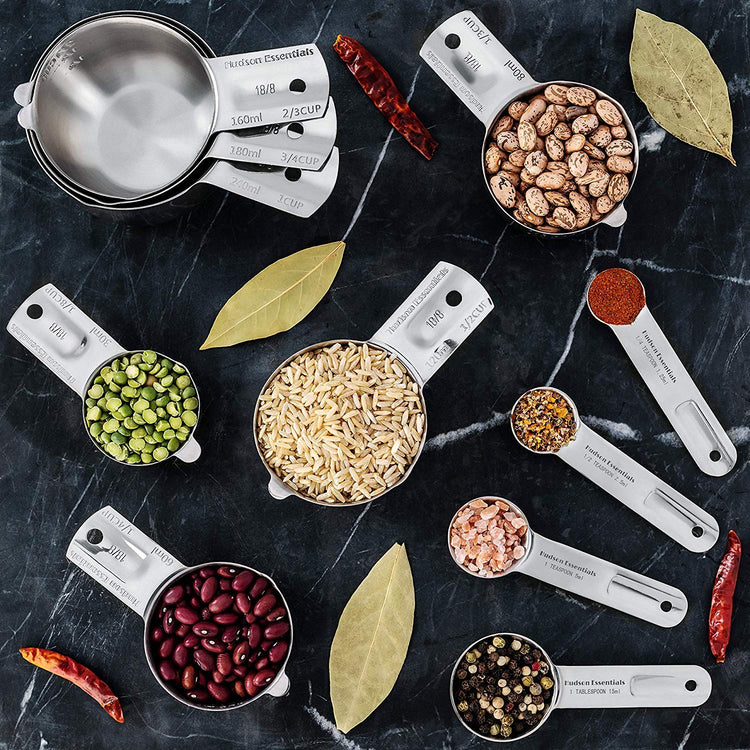 Stainless Steel Measuring Cups and Spoons Set