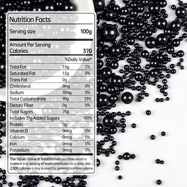 Edible Black Pearl Sprinkles for Cake Decorating (5.29 Ounce)
