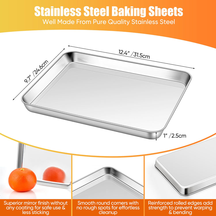 Stainless Steel Quarter Sheet Pan Set for Toaster Oven (2 Count)