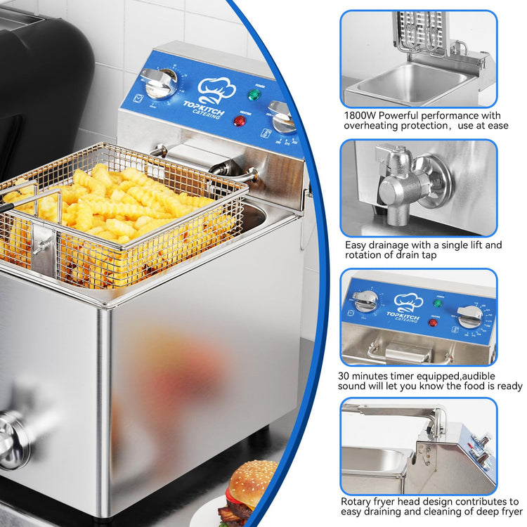 6.3Qt Electric Fryer with Oil Drain