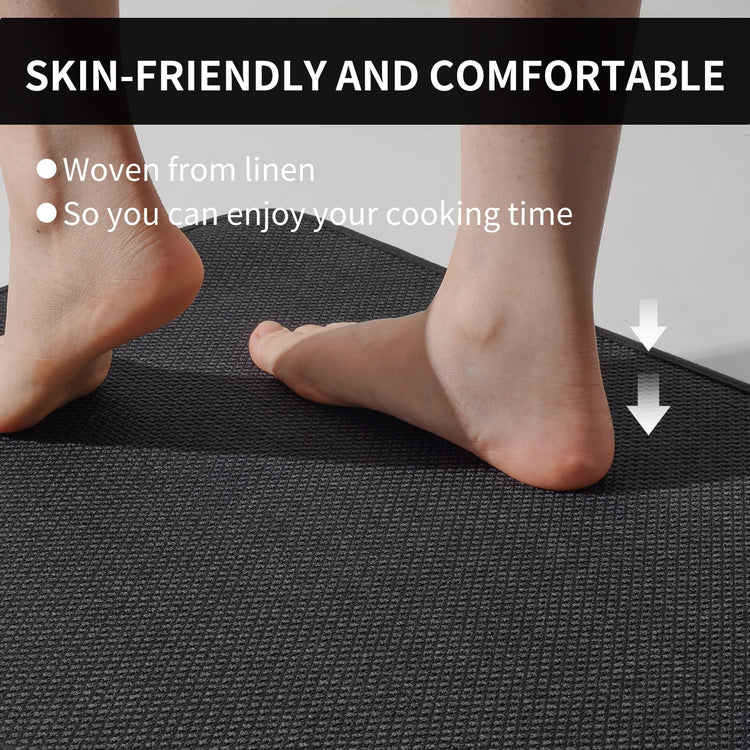 Kitchen Rugs Kitchen Mats for Floor Non Slip Washable Black 17"x30" (2.2991 Sq Ft)