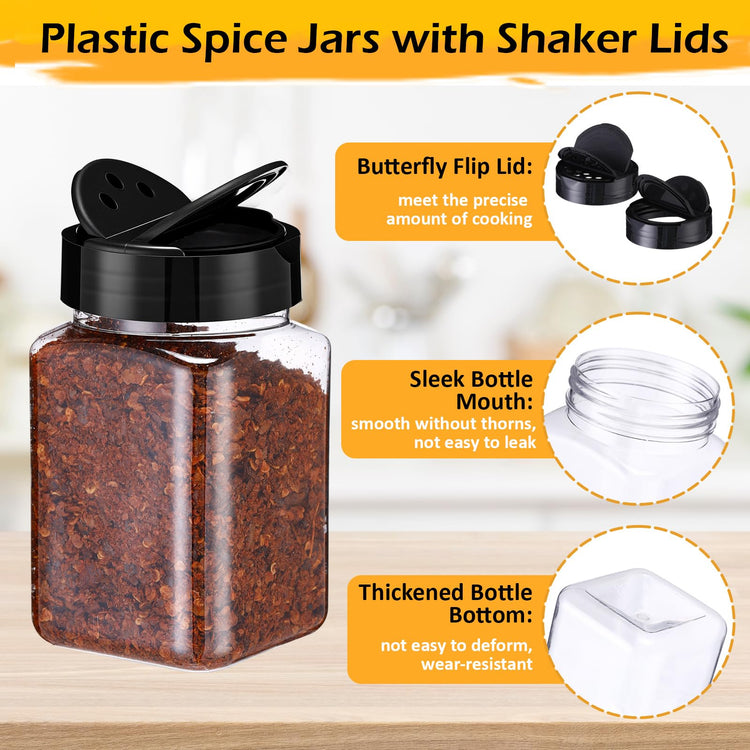 12.2 oz 30 Pack Plastic Spice Jars with Shaker Lids Clear Seasoning Containers Spice Bottles for Kitchen Storing Herbs Seasoning Powders (30 Count)