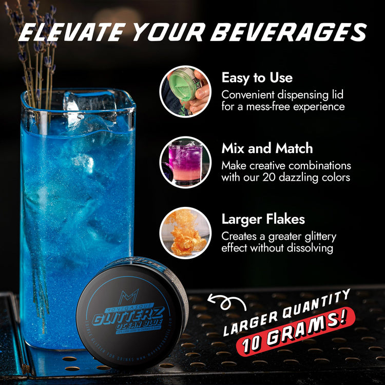 Ocean Blue Edible Glitter for Drinks & Cakes