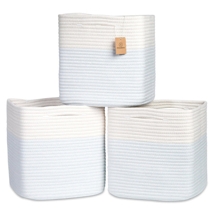 13 Inch Cube Storage Bins Cotton Rope Woven Baskets for Organizing 3 (3 Count)